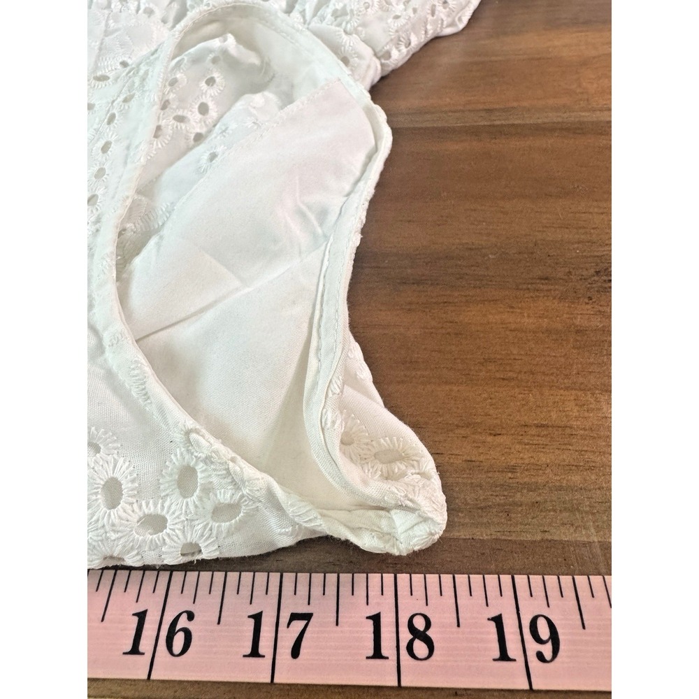 Eyelet Lace Drop Waist Mini Dress Large Open Back Button Front High Neck Cottage - Picture 7 of 11